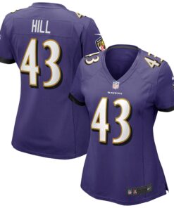 Women's Baltimore Ravens Justice Hill Purple Game Jersey JS6435 nicesnker