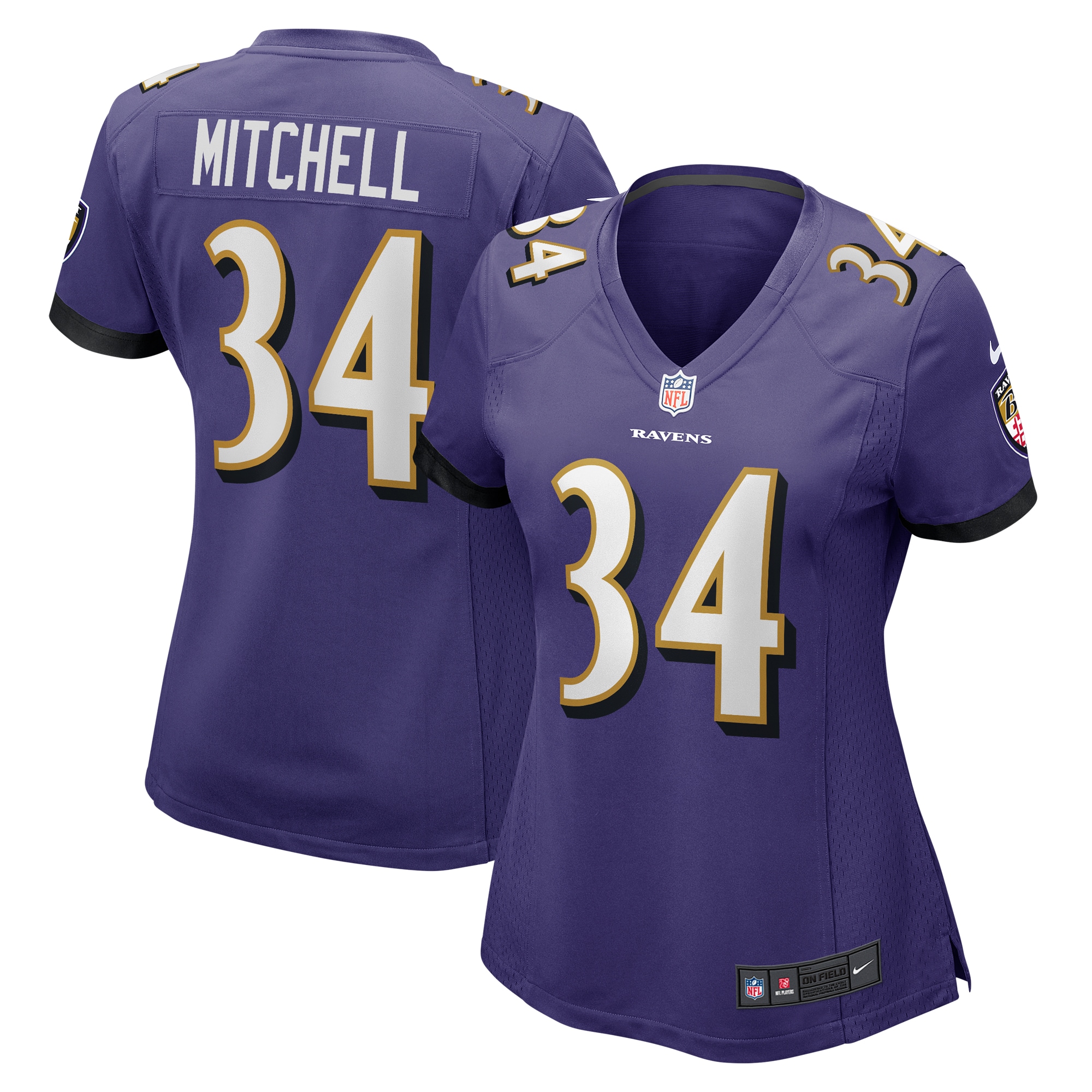 Women's Baltimore Ravens Keaton Mitchell Purple Game Jersey JS3377 nicesnker