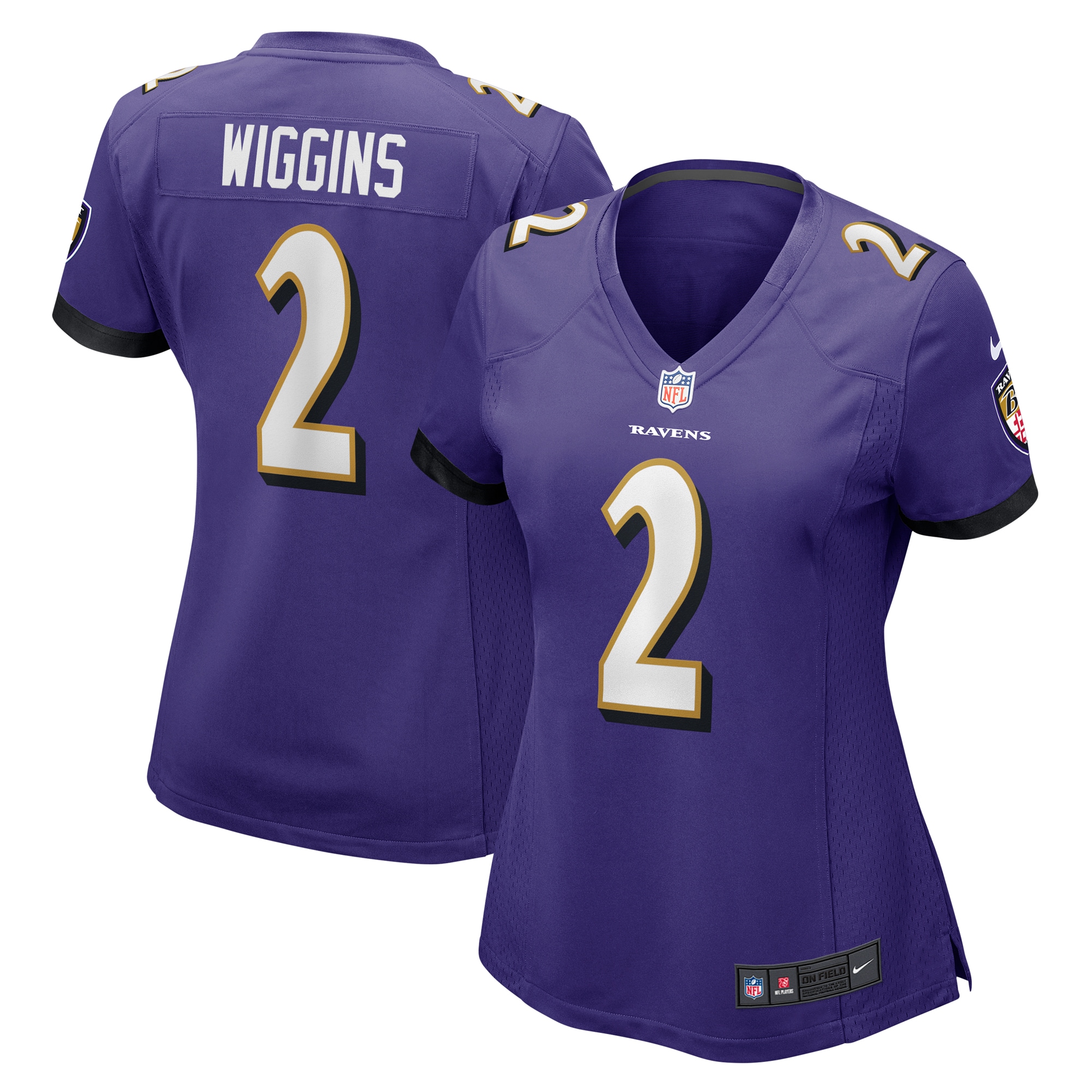 Women's Baltimore Ravens Nate Wiggins Purple Game Jersey JS6698 nicesnker