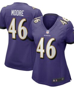 Women's Baltimore Ravens Nick Moore Purple Game Player Jersey JS9863 nicesnker