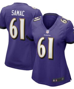 Women's Baltimore Ravens Nick Samac Purple Game Jersey JS6003 nicesnker