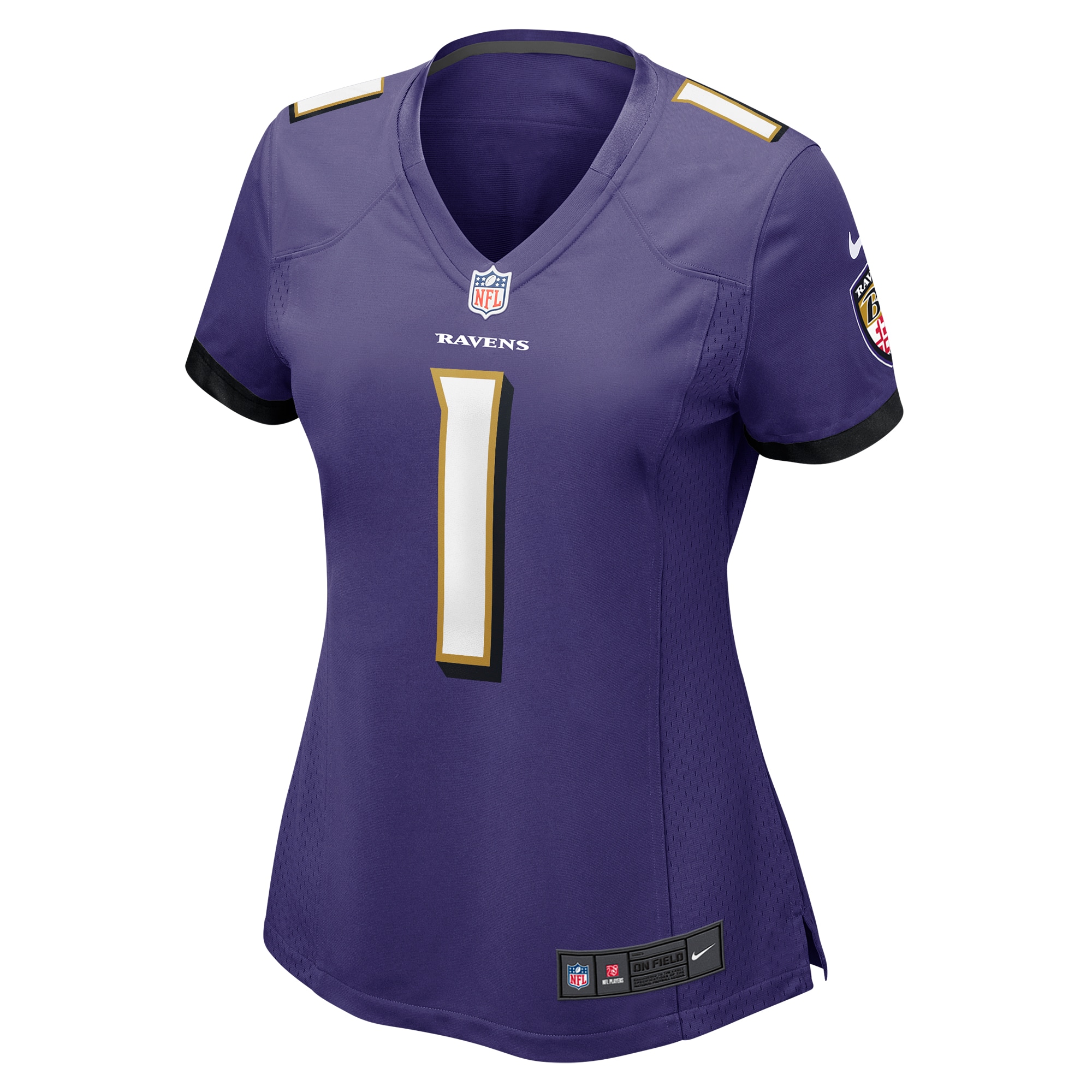 Women's Baltimore Ravens Number 1 Mom Purple Game Jersey JS4302 nicesnker - Image 2