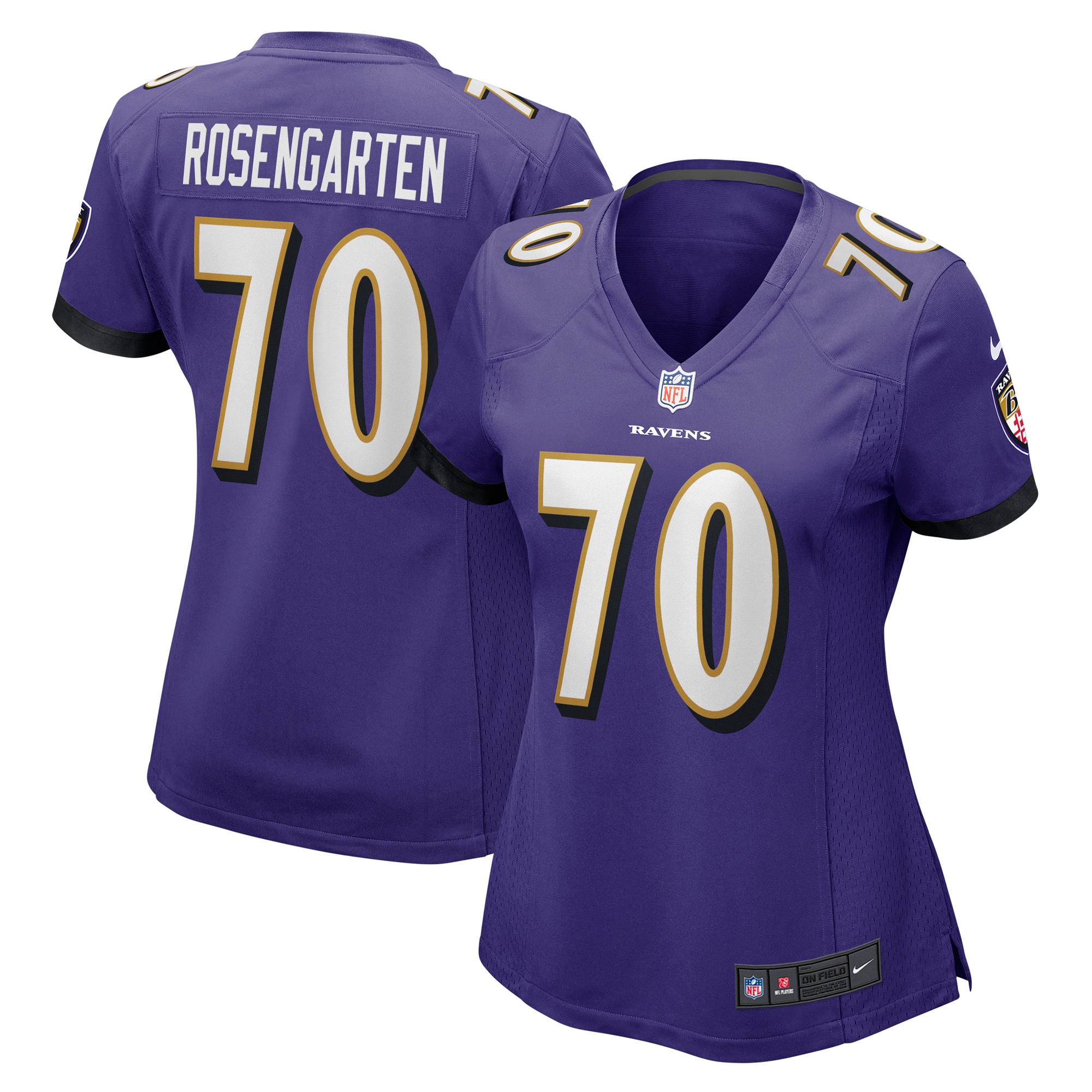 Women's Baltimore Ravens Roger Rosengarten Purple Game Jersey JS7077 nicesnker