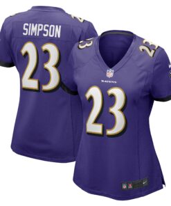 Women's Baltimore Ravens Trenton Simpson Purple Game Jersey JS3359 nicesnker