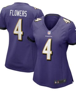 Women's Baltimore Ravens Zay Flowers Purple Team Game Jersey JS7282 nicesnker