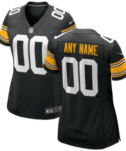 Women's Black Pittsburgh Steelers Alternate Custom Game Jersey JS9175 nicesnker