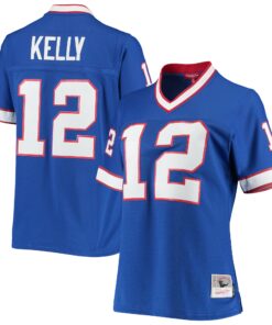 Women's Buffalo Bills Jim Kelly Mitchell & Ness Royal 1990 Legacy Jersey JS1276 nicesnker