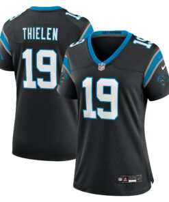 Women's Carolina Panthers Adam Thielen Black Team Game Jersey JS9180 nicesnker