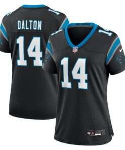 Women's Carolina Panthers Andy Dalton Black Team Game Jersey JS5252 nicesnker