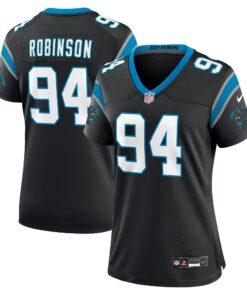 Women's Carolina Panthers A'Shawn Robinson Black Game Jersey JS9928 nicesnker