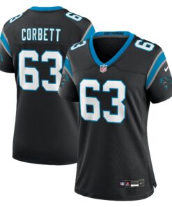 Women's Carolina Panthers Austin Corbett Black Team Game Jersey JS9692 nicesnker