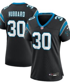 Women's Carolina Panthers Chuba Hubbard Black Team Game Jersey JS1368 nicesnker