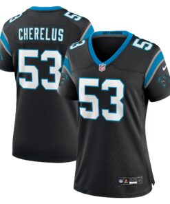 Women's Carolina Panthers Claudin Cherelus Black Team Game Jersey JS9379 nicesnker
