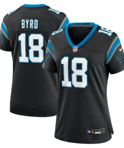 Women's Carolina Panthers Damiere Byrd Black Game Player Jersey JS2764 nicesnker