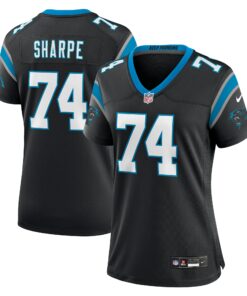 Women's Carolina Panthers David Sharpe Black Team Game Jersey JS8741 nicesnker