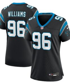 Women's Carolina Panthers DeShawn Williams Black Women's All Player Jersey JS5813 nicesnker