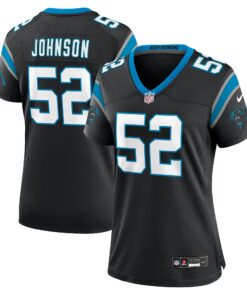Women's Carolina Panthers DJ Johnson Black Game Jersey JS1926 nicesnker