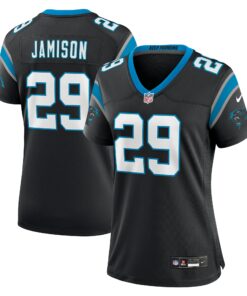 Women's Carolina Panthers D'Shawn Jamison Black Team Game Jersey JS8374 nicesnker