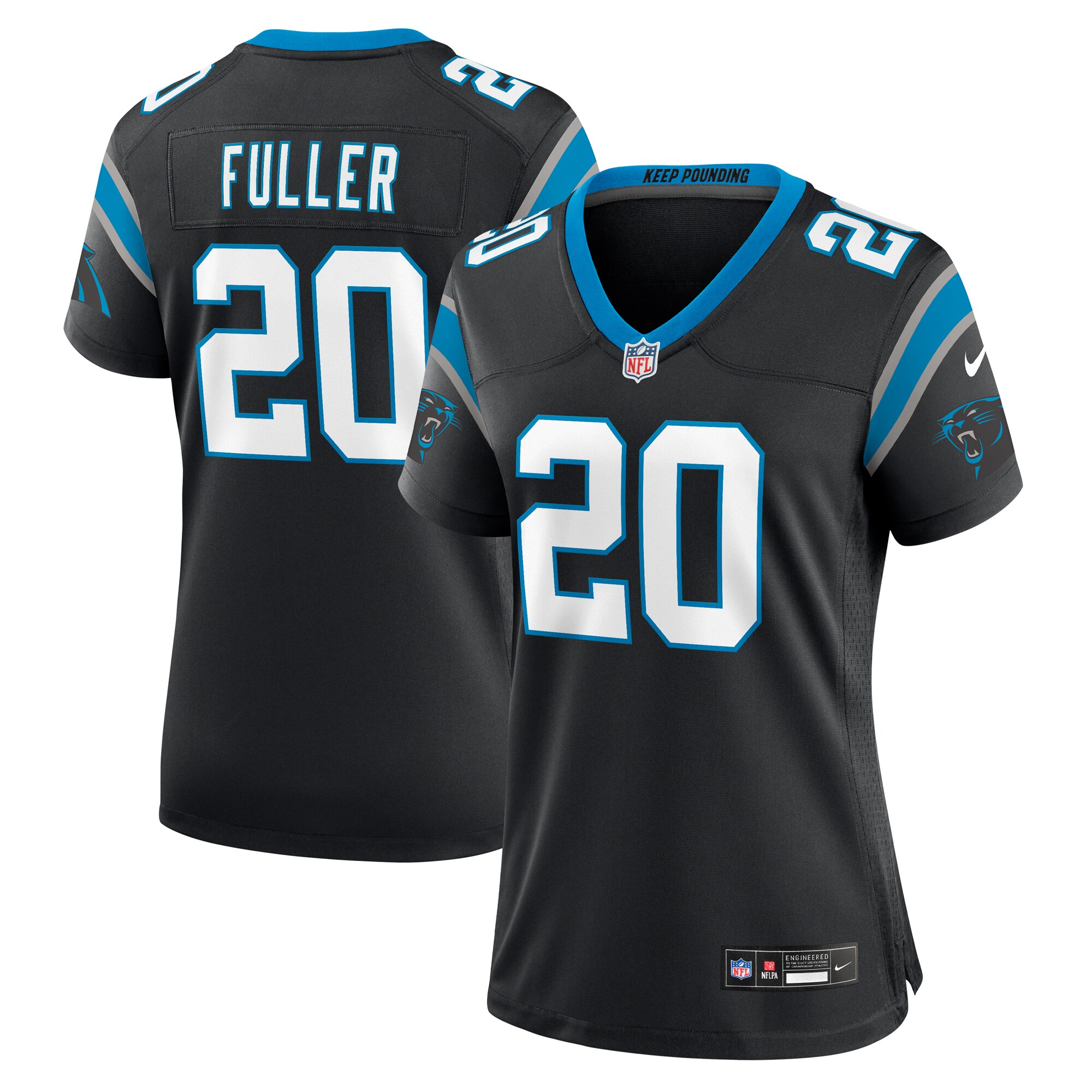 Women's Carolina Panthers Fuller Black Game Jersey JS5013 nicesnker