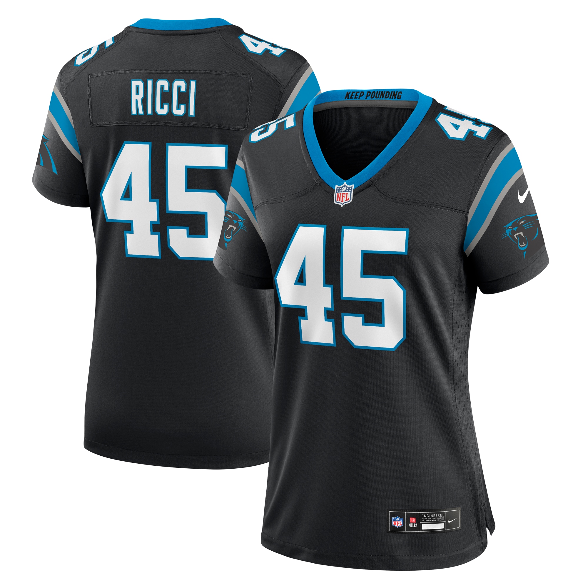 Women's Carolina Panthers Giovanni Ricci Black Team Game Jersey JS1632 nicesnker