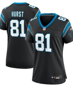 Women's Carolina Panthers Hayden Hurst Black Game Player Jersey JS1145 nicesnker