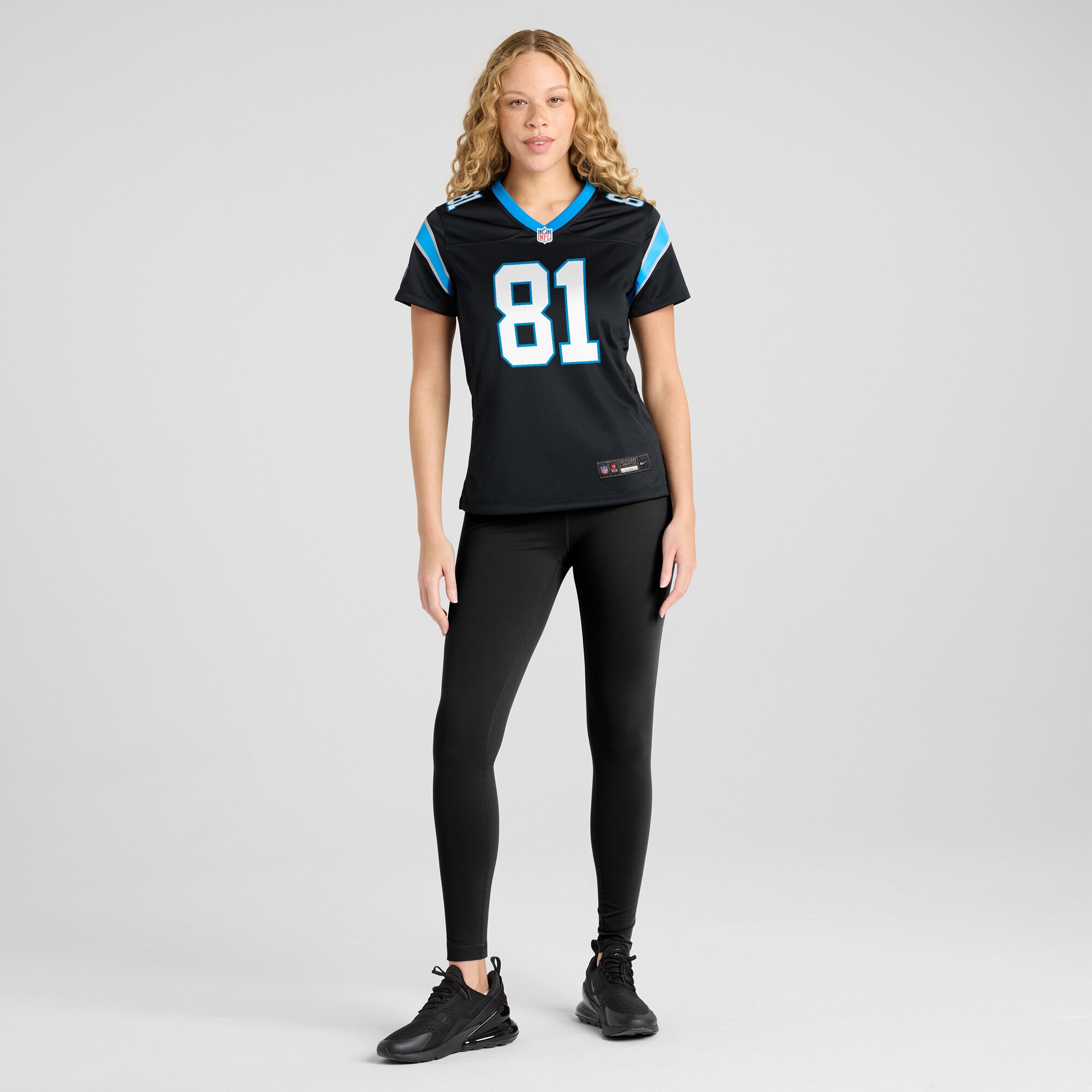 Women's Carolina Panthers Hayden Hurst Black Game Player Jersey JS1145 nicesnker - Image 4