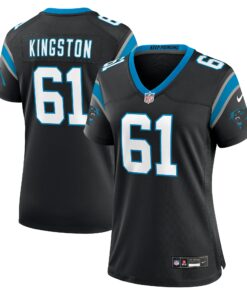 Women's Carolina Panthers Jarrett Kingston Black Game Jersey JS5148 nicesnker