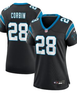 Women's Carolina Panthers Jashaun Corbin Black Team Game Jersey JS2847 nicesnker