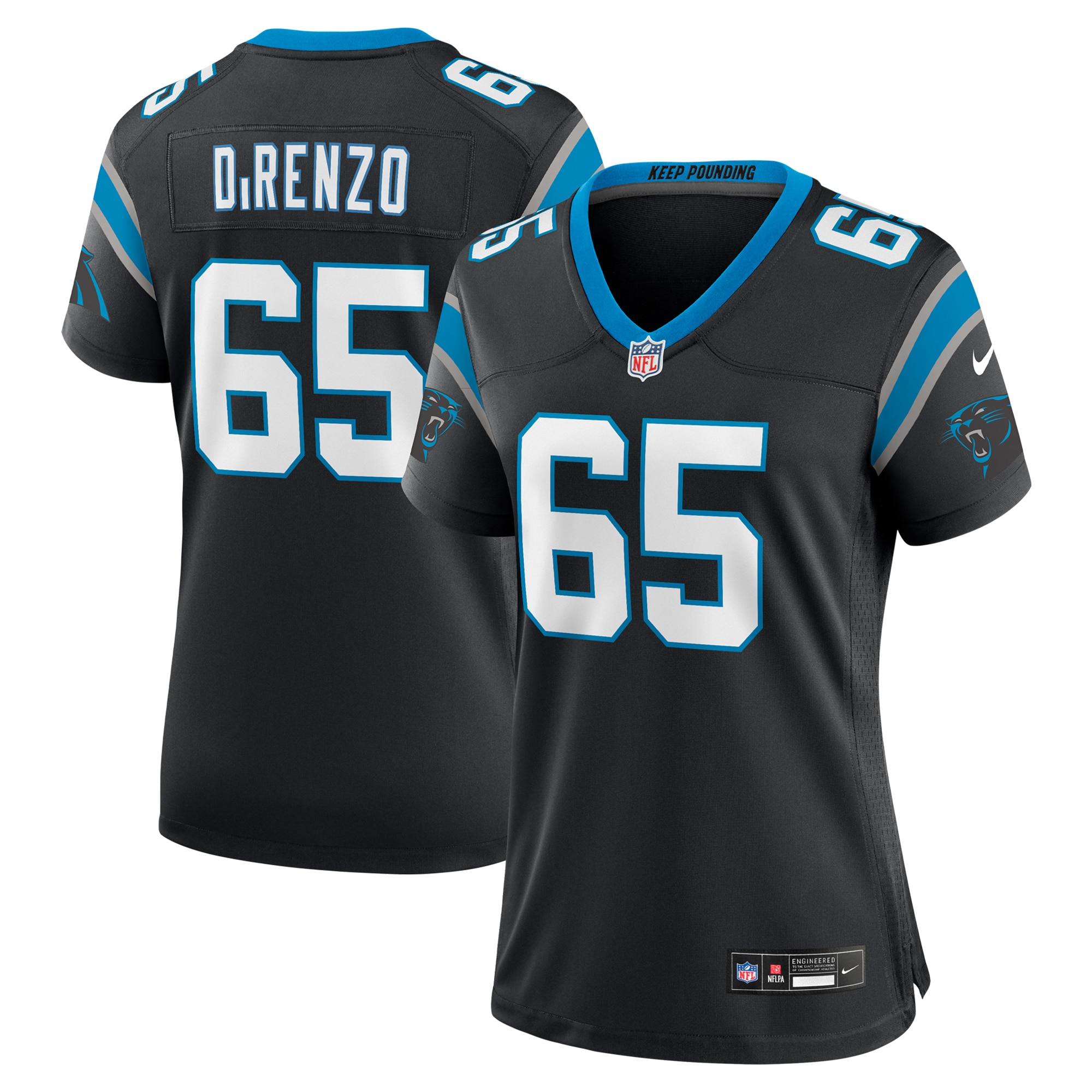 Women's Carolina Panthers J.D. DiRenzo Black Game Jersey JS4050 nicesnker