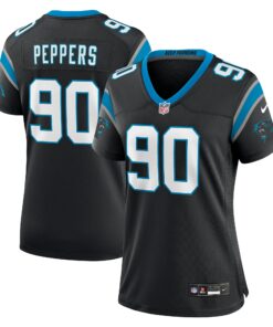 Women's Carolina Panthers Julius Peppers Black Retired Player Game Jersey JS1409 nicesnker