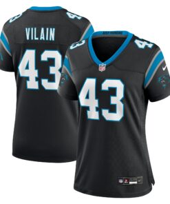 Women's Carolina Panthers Luiji Vilain Black Game Jersey JS1751 nicesnker