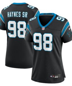 Women's Carolina Panthers Marquis Haynes Sr. Black Team Game Jersey JS2393 nicesnker