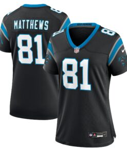 Women's Carolina Panthers Matthews Black Game Jersey JS6936 nicesnker