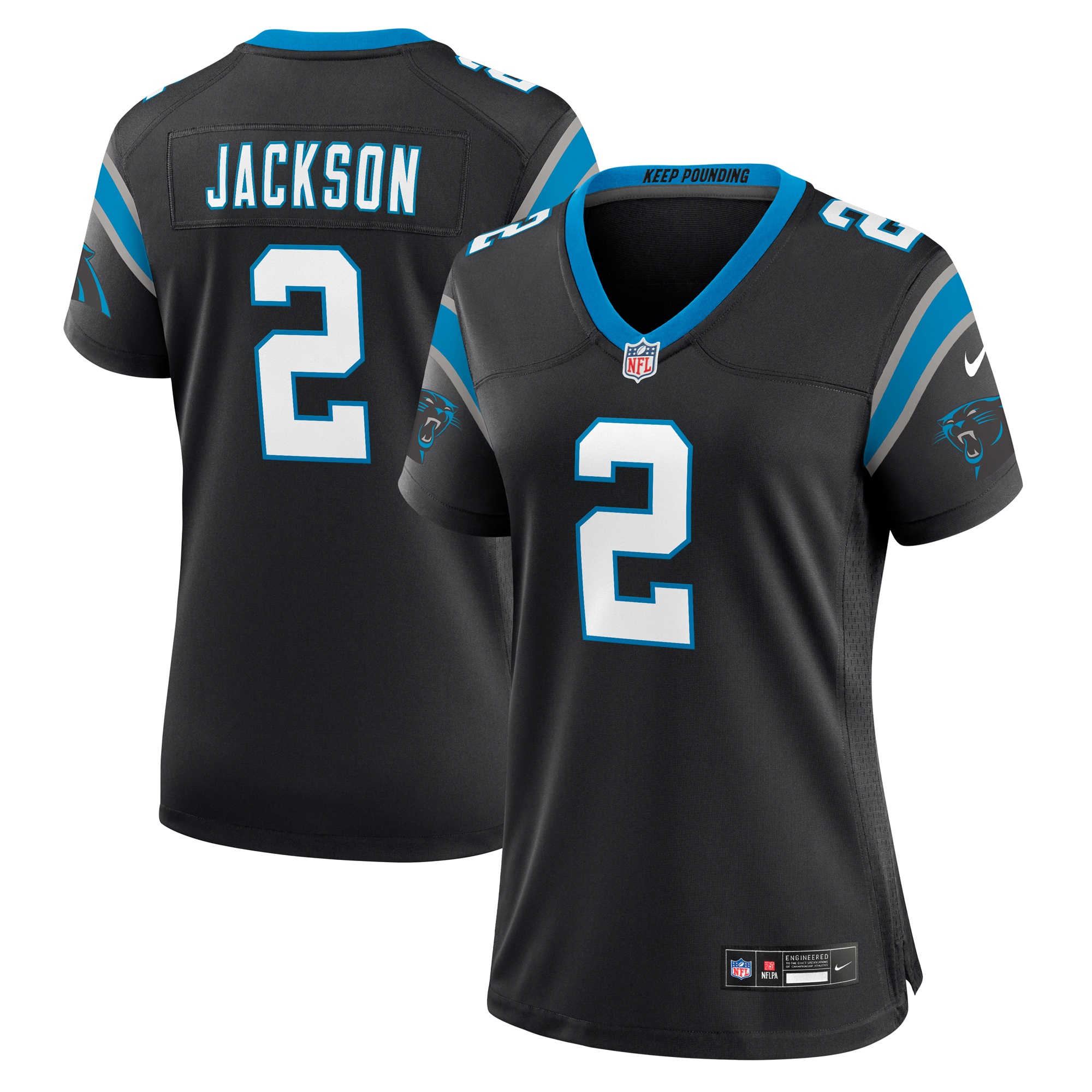 Women's Carolina Panthers Mike Jackson Black Game Jersey JS5777 nicesnker
