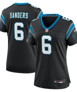 Women's Carolina Panthers Miles Sanders Black Team Game Jersey JS2822 nicesnker
