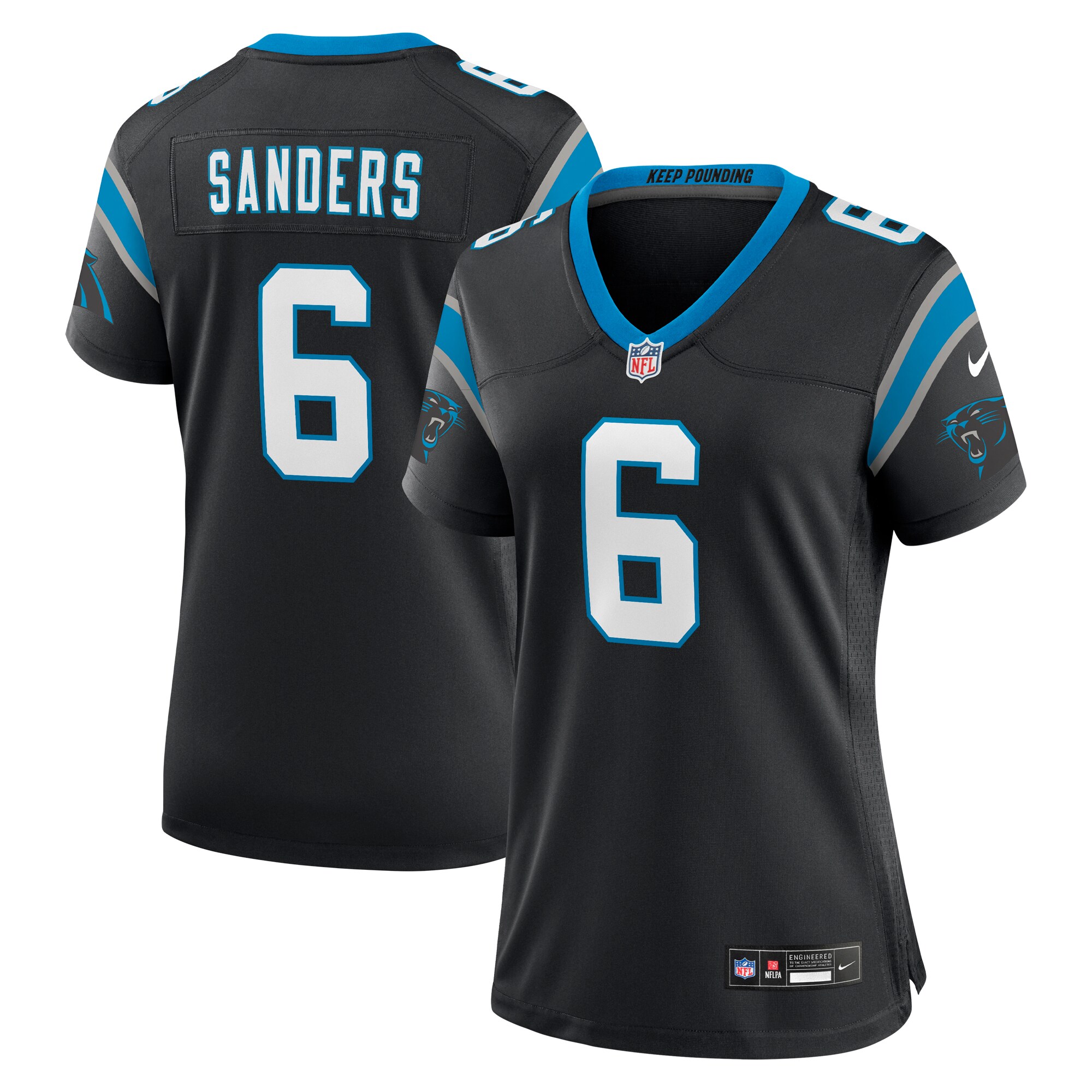 Women's Carolina Panthers Miles Sanders Black Team Game Jersey JS2822 nicesnker
