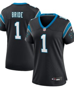Women's Carolina Panthers Number 1 Bride Black Game Jersey JS9736 nicesnker