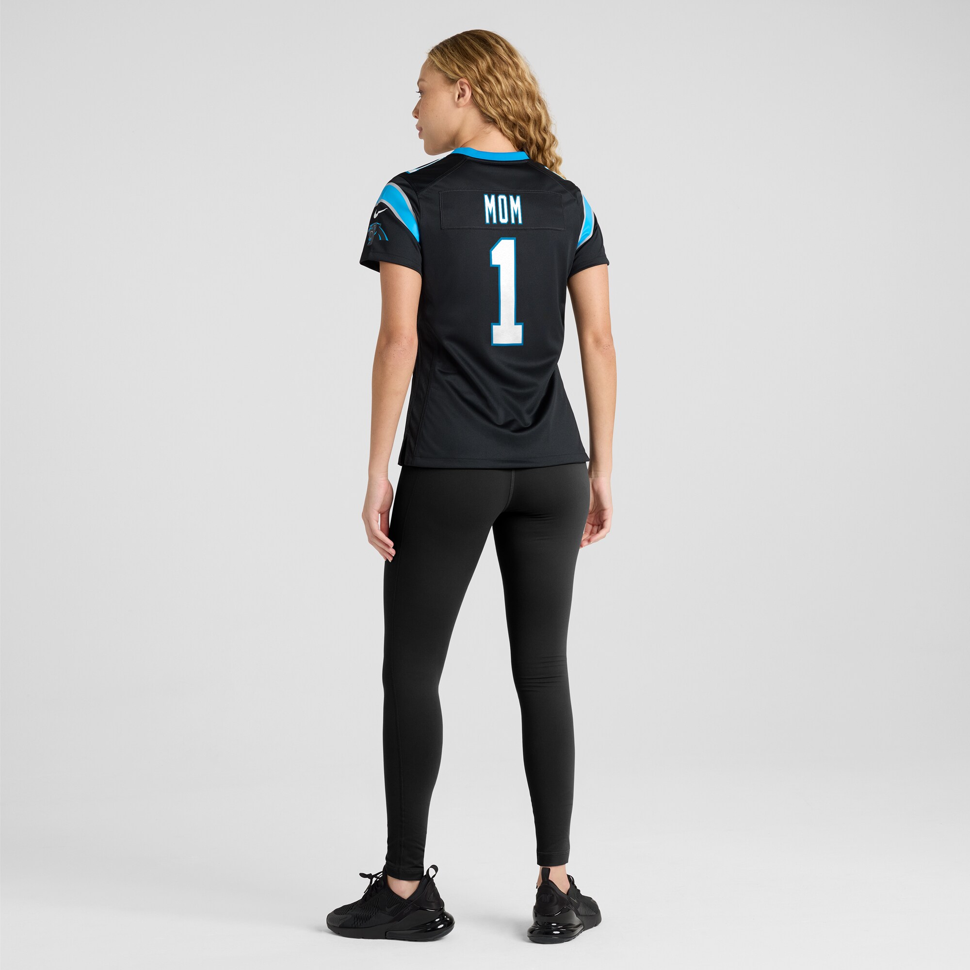Women's Carolina Panthers Number 1 Mom Black Game Jersey JS4492 nicesnker - Image 5