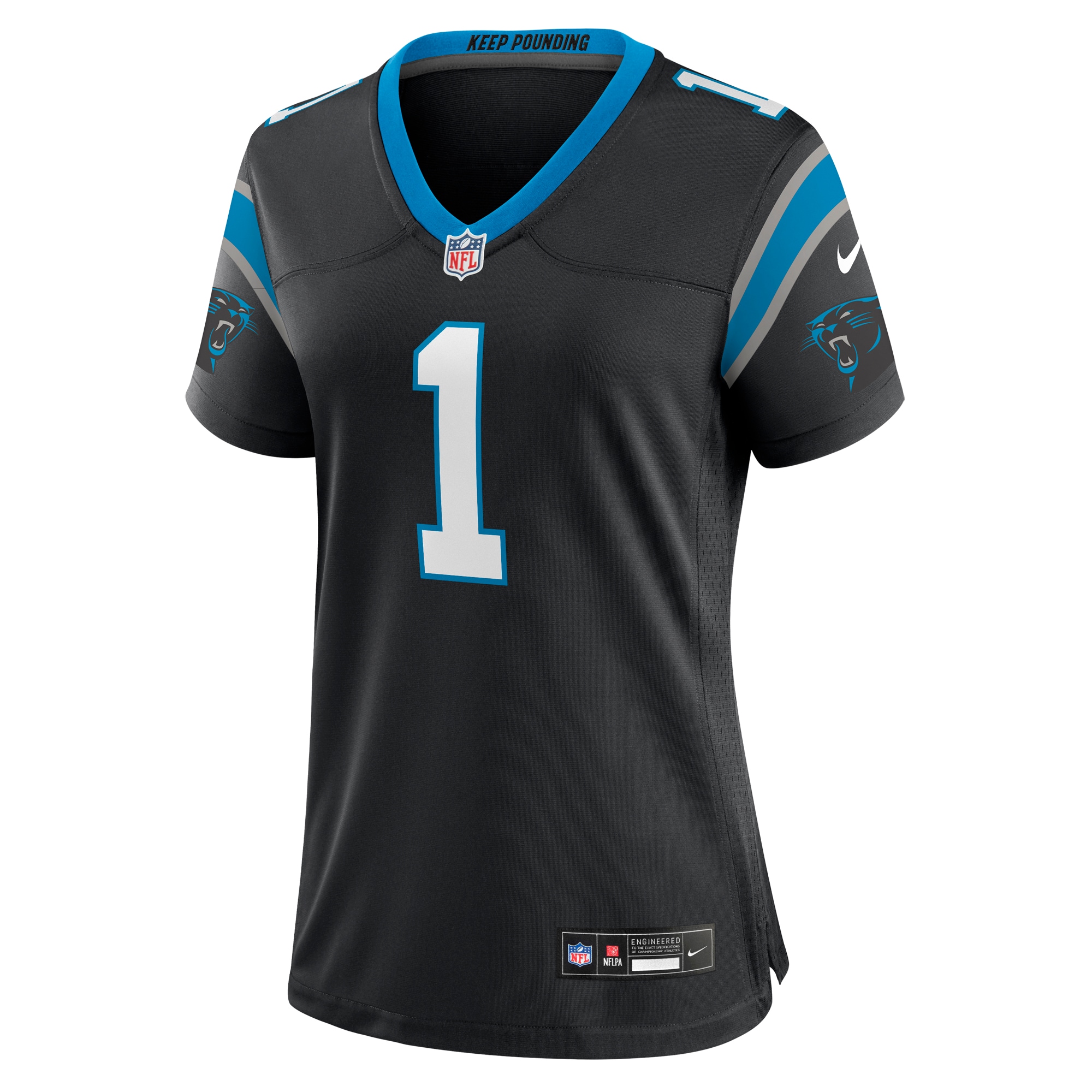 Women's Carolina Panthers Number 1 Mom Black Game Jersey JS4492 nicesnker - Image 2
