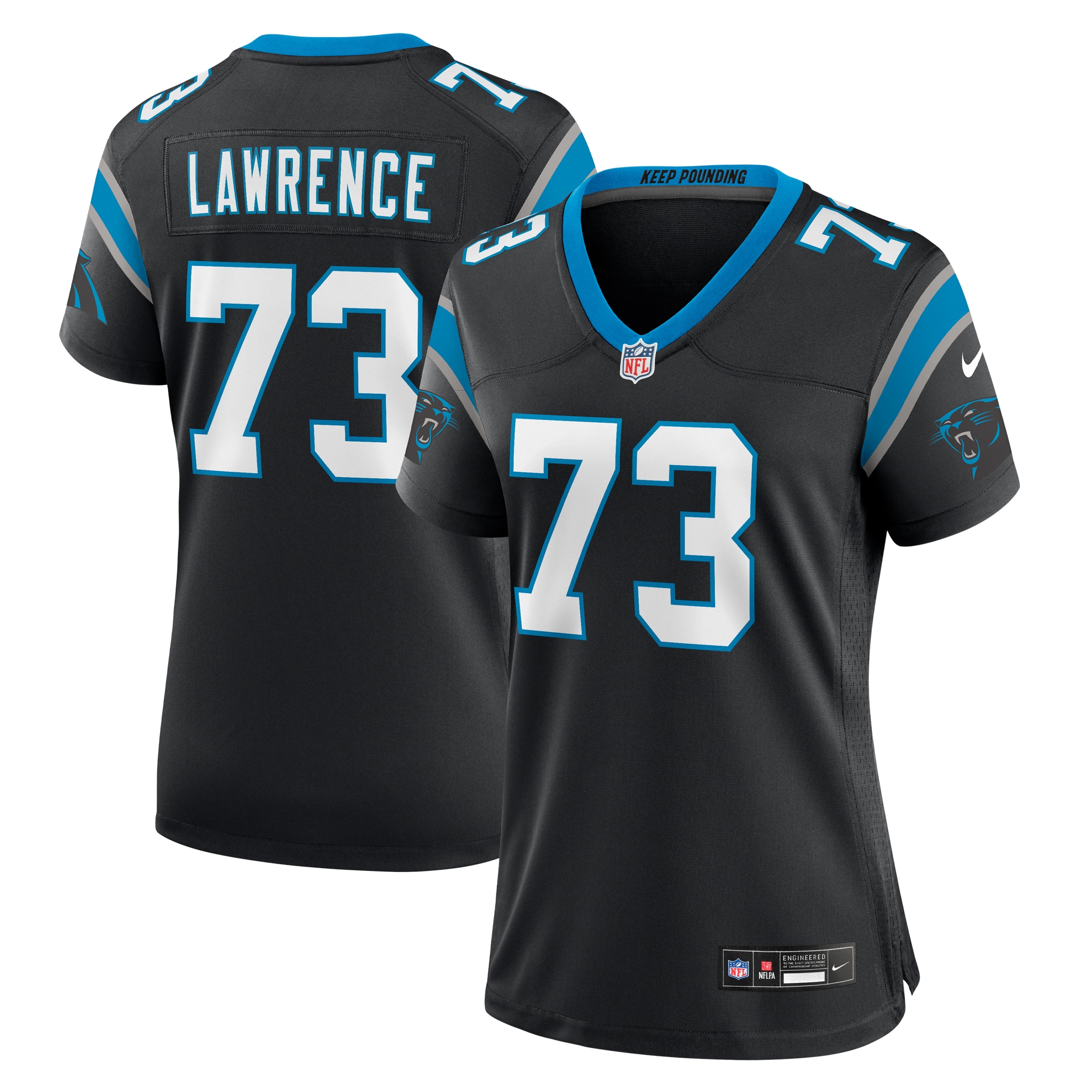 Women's Carolina Panthers Rashard Lawrence Black Game Jersey JS5302 nicesnker