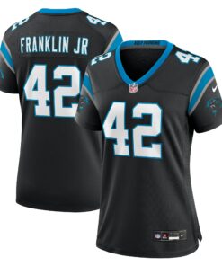 Women's Carolina Panthers Sam Franklin Jr. Black Team Game Jersey JS5745 nicesnker