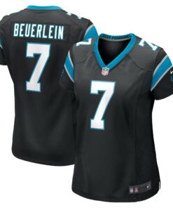 Women's Carolina Panthers Steve Beuerlein Black Retired Player Jersey JS4374 nicesnker