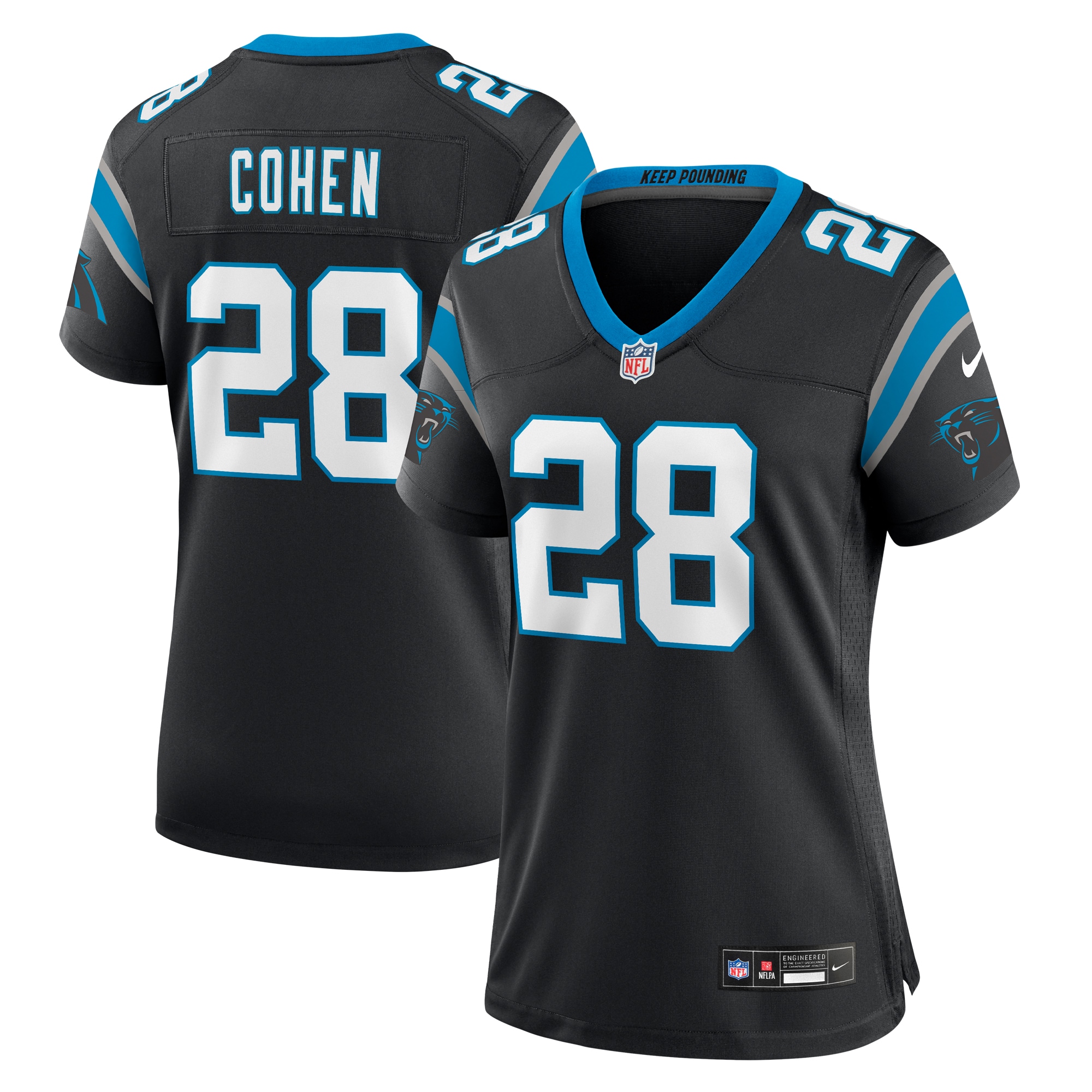 Women's Carolina Panthers Tarik Cohen Black Game Jersey JS9101 nicesnker