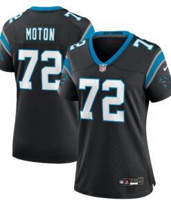 Women's Carolina Panthers Taylor Moton Black Team Game Jersey JS2569 nicesnker