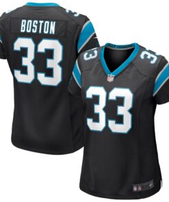 Women's Carolina Panthers Tre Boston Black Game Jersey JS6132 nicesnker