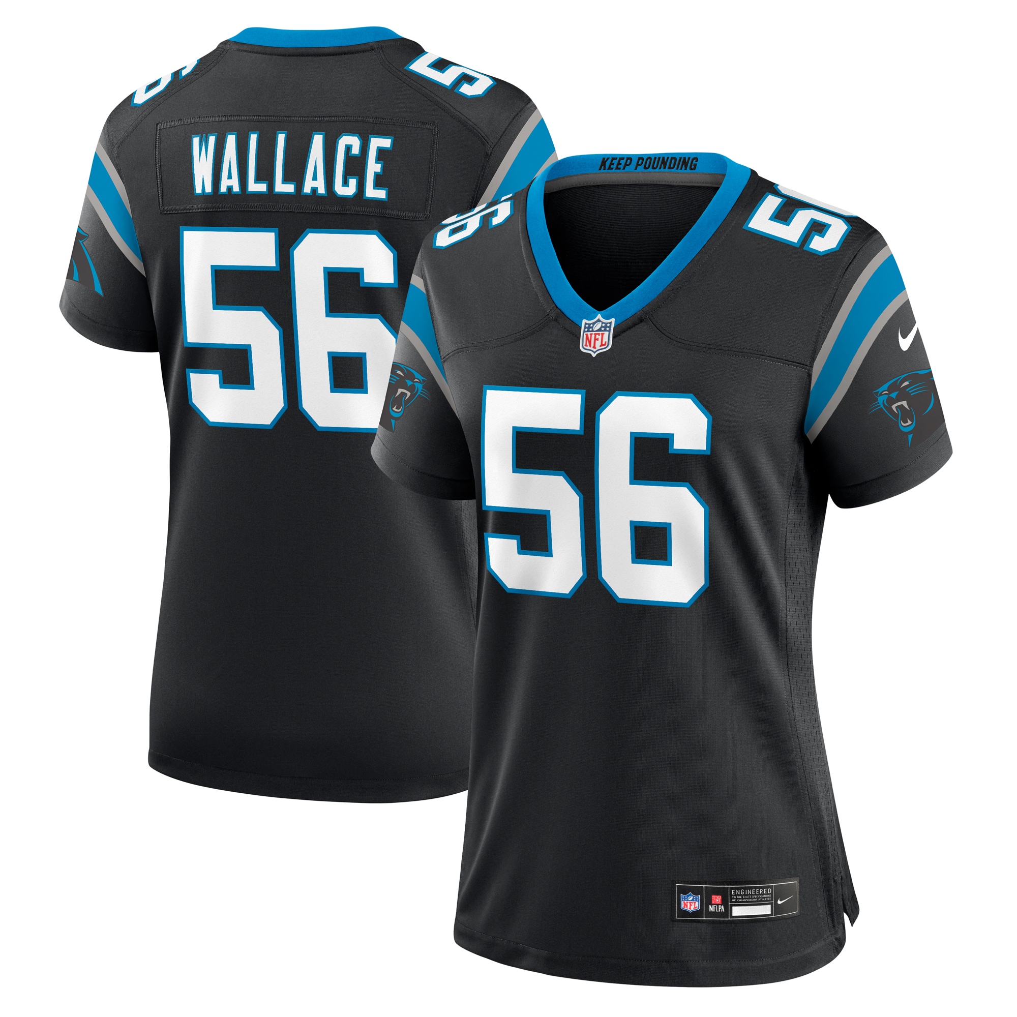 Women's Carolina Panthers Trevin Wallace Black Game Jersey JS5070 nicesnker