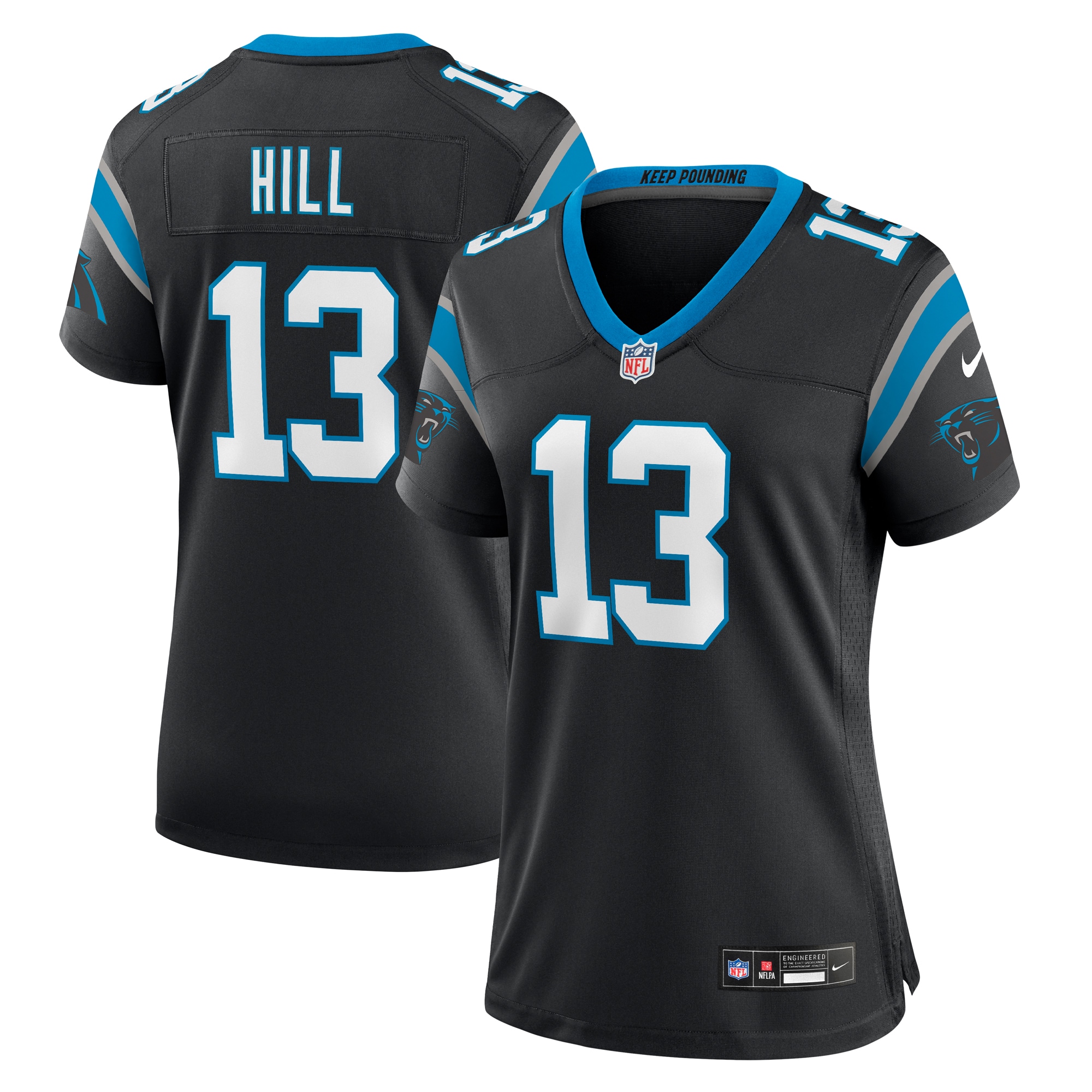 Women's Carolina Panthers Troy Hill Black Team Game Jersey JS6152 nicesnker