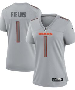 Women's Chicago Bears Justin Fields Gray Atmosphere Fashion Game Jersey JS6785 nicesnker