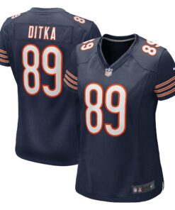 Women's Chicago Bears Mike Ditka Navy Game Retired Player Jersey JS4338 nicesnker