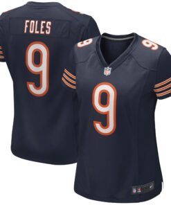 Women's Chicago Bears Nick Foles Navy Game Jersey JS3602 nicesnker